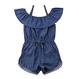 12shage Enfants Filles Denim Strap Barboteuse D'été