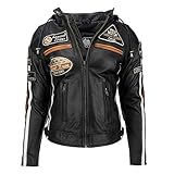 URBAN 5884 Blouson moto femme avec protections, cuir