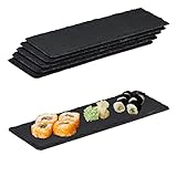 Relaxdays Assiette en ardoise, lot de 6, planches longues