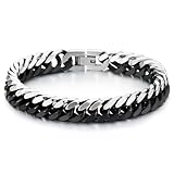 COOLSTEELANDBEYOND Homme Acier Inoxydable Argent Noir