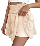 Adigaber Femmes Mini Jupes Couleur Unie Taille Haute