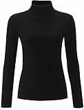 Pull à col roulé à manches longues pour femme - Noir