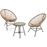 IDMarket - Salon de Jardin Izmir Table et 2 fauteuils