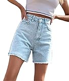 ORANDESIGNE Short Jeans Femme Taille Haute Bermuda