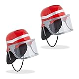 Relaxdays Casque de Pompier, lot 2, réglable, visière