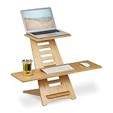 Relaxdays Pupitre Assis-Debout pour Bureau, Bambou,