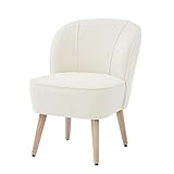 BAÏTA Fauteuil Tivoli en Tissu Bouclette Blanc avec