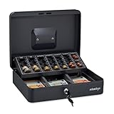 Relaxdays Caisse à Monnaie, verrouillable, monnayeur,