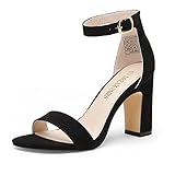 DREAM PAIRS Femmes Talons Sandales Suède Noir 40 (EUR)