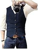 Ceehuteey Gilet de costume rétro en tweed avec col
