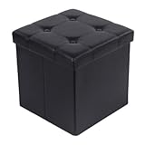 SONGMICS Tabouret Pouf Coffre Boîte de Rangement Repose-Pied
