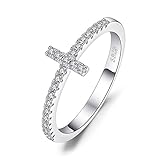 JewelryPalace Zircone Cubique Anneau Croix Bague Femme