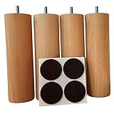 Lot de 4 Pieds de lit Bois hêtre Naturel Vernis Clair