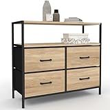 IDMarket - Commode 4 tiroirs en Tissu Utah 80 cm Meuble