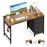 ODK Petit Bureau avec 4 Tiroir en Tissu, 100x48cm Bureau