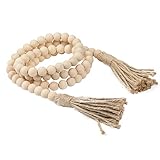 Tokaneit Guirlande de Perles, en Bois avec Pompons