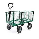 TERRE JARDIN Chariot de Jardin XXL 200 L, 4 Roues,