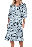 ONLY Robe midi à Manches 3/4 pour Femme, Blue Fog/AOP:Uneven