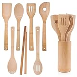 Rongxze 7 Pièces Ustensiles de Cuisine Bois, Cuillère