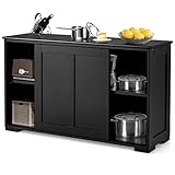 GOPLUS Buffet Commode Bas avec 2 Etagères, Tablette