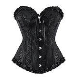 SZIVYSHI Femme Corset Noir Grande Taille Gothique Satin