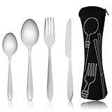 Ensemble de 4 couverts étui portable en acier inoxydable