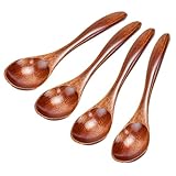 LPAMABA 4 PCS Cuillere Bois Naturel Réutilisable Cuillère