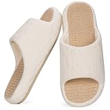 Eagsouni Chaussons en Lin Femmes Confortables Pantoufles