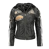 URBAN 5884 Blouson moto femme avec protections, cuir