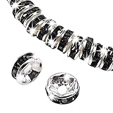 TOAOB 100pcs Perles Rondelles Métal 6mm Noir avec Strass