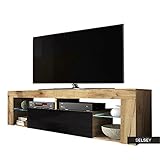 Selsey Hugo - Meuble TV/Banc TV (140 cm, Chene Lancaster/Noir