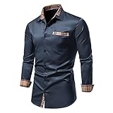 ORANDESIGNE Homme Chemise Coutures à Carreaux Chemises