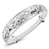 Nanhong Bracelet en Argent sterling 925 - Gravé - Bénédiction
