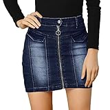 Allegra K Femme Jupes Jean Mini Jupe Jean Taille Haute