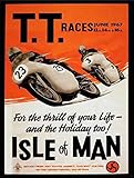 TT Races Isle of Man Moto, plaque murale en métal,