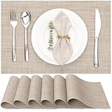 Myir JUN Lot de 6 Sets de Table, Tissé Lavable Napperons