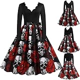 Dasongff Halloween Robes Femmes Longue Manche Halloween