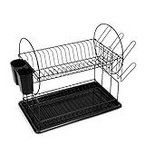 AwmnSrman Egouttoir Vaisselle Noir INOX Deux Niveaux