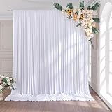 3×2,45m Blanc Rideau de Fond de Mariage, 2 Panneaux