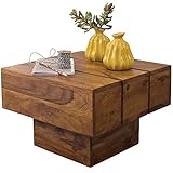 FineBuy Table d'appoint Bois Massif Sheesham 44 x 30