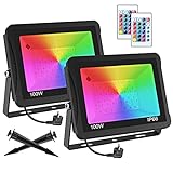 Projecteur LED RGB Exterieur 100W, T-SUNUS Projecteur