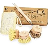 Écologiques Brosse Vaisselle Bois avec Éponge - 3 Têtes