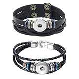Soleebee 2pcs Alliage en Cuir PU Bracelet Bouton Snap
