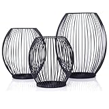 Queta 3pcs Bougeoirs Decoration , Cage Ronde Chandelier