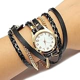 Montre Bracelet Charme Vintage Weave chaîne en cuir