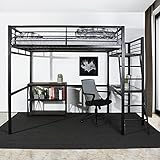 Lit Mezzanine Adulte en Noir métal laqué époxy avec