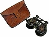 Jumelles maritimes vintage en laiton avec étui en cuir,