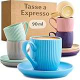Cosumy Tasse à Café Expresso avec Anse - 6 Tasses 90ml