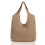 QTKJ Grand sac à bandoulière en paille tissé à la main