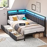 DICTAC Canapé lit 90 x 200 avec éclairage LED et Prise